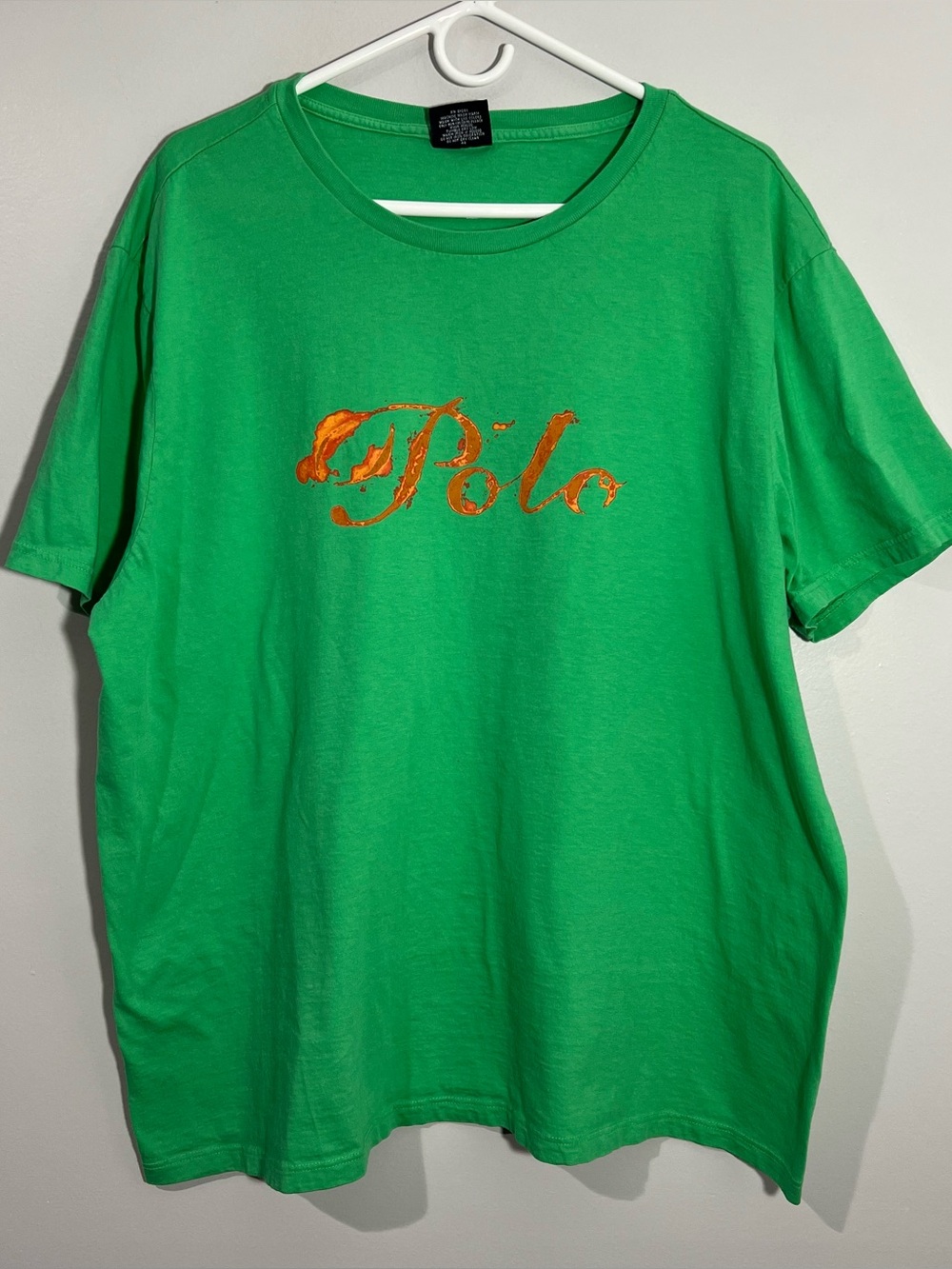 Vintage Polo Ralph Lauren Green Orange Red Flame Short Sleeve T-Shirt Mens 2XL